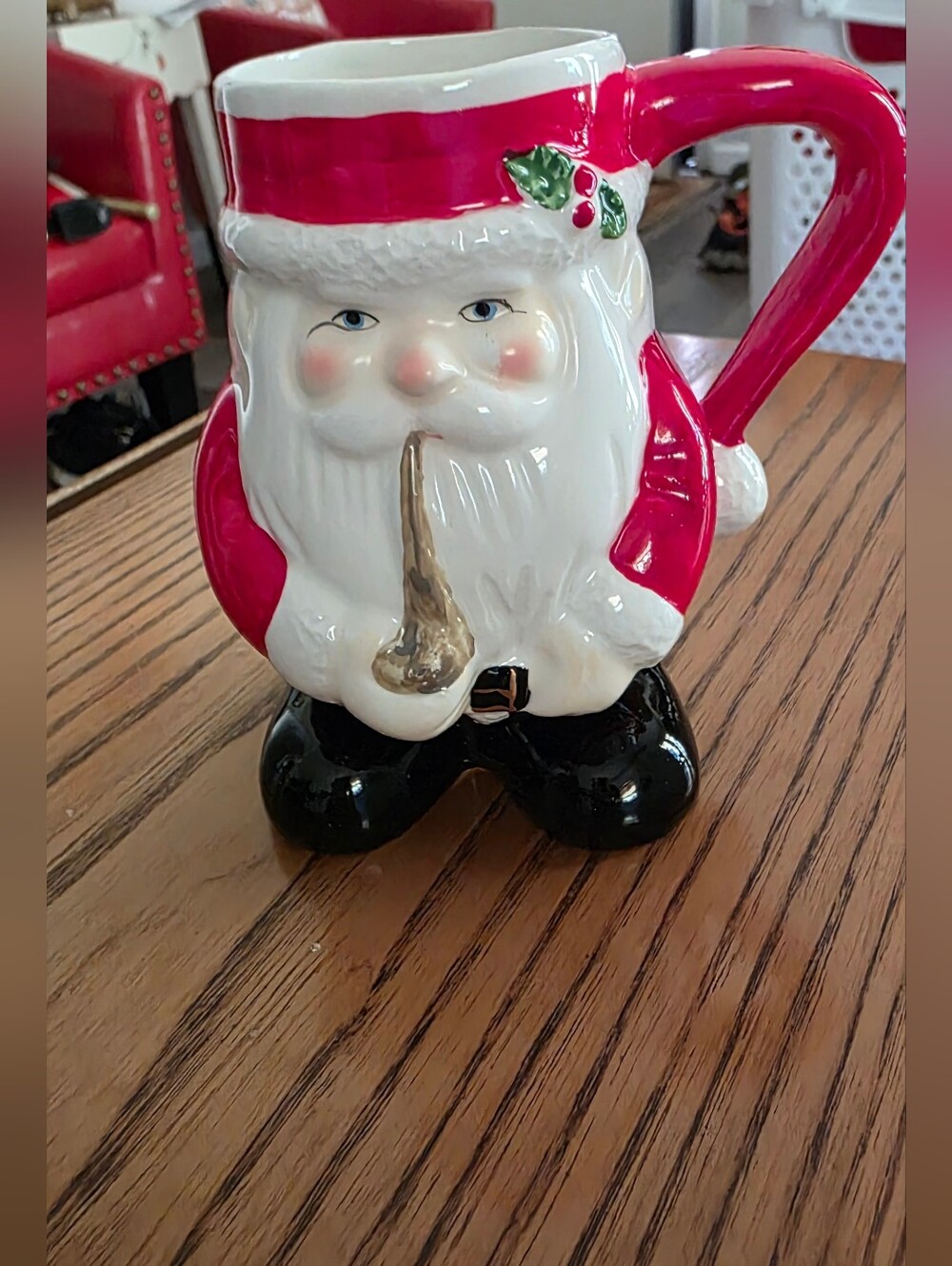 Holiday Santa Ceramic Mug - Red and White